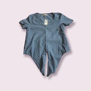 Madewell Tie Front Chambray Top
